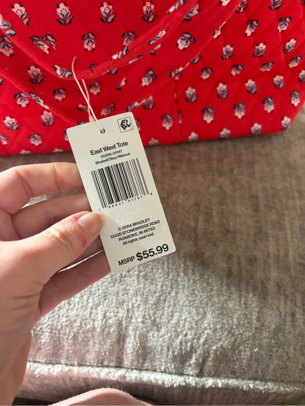 Vera Bradley Red Quilted Floral Tote